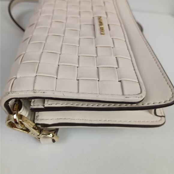 Michael Kors Jet Set Small Woven Leather Smartphone Convertible Cross-body Bag - Picture 5 of 8